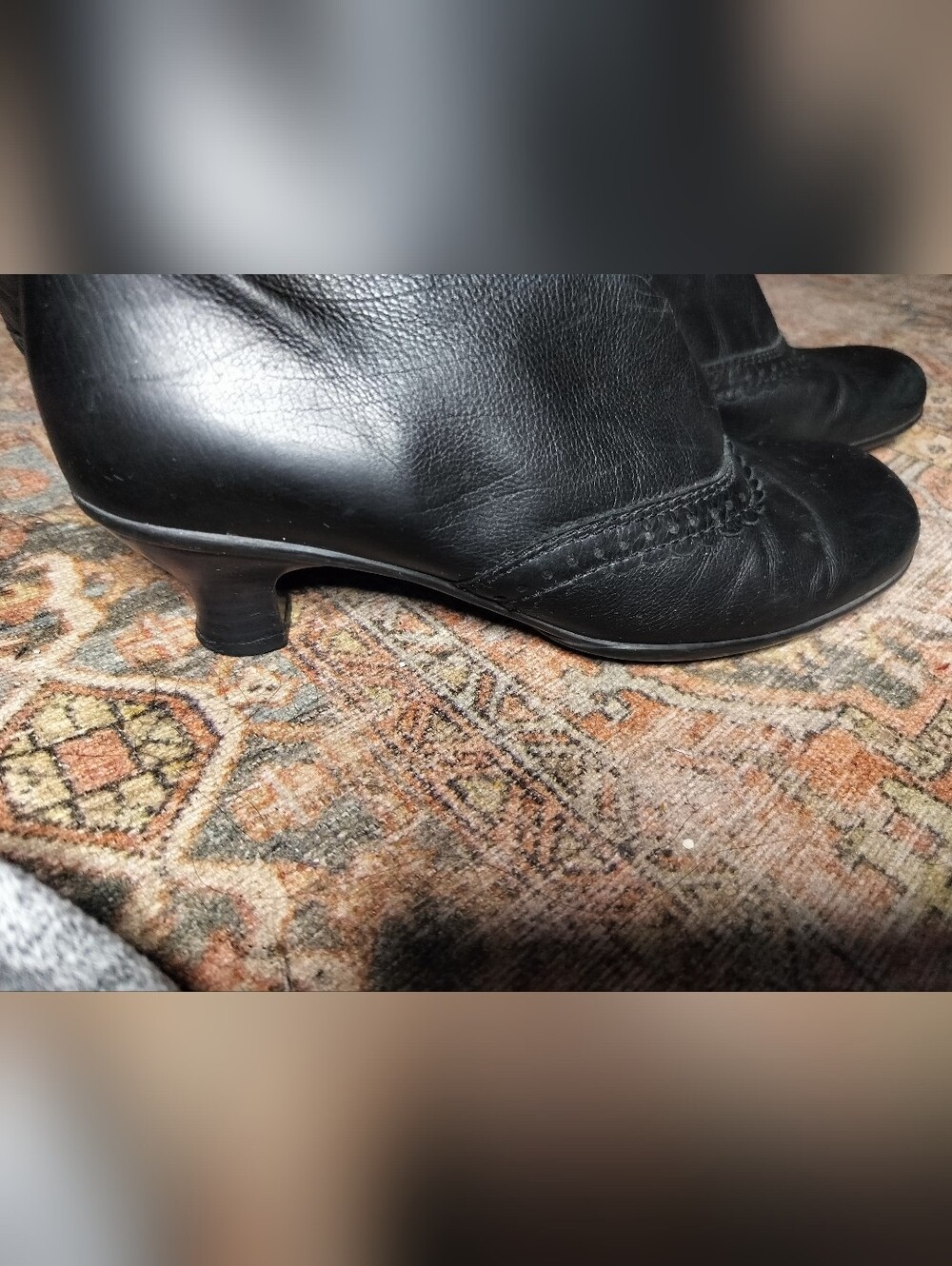 La Canadienne Black Mid-Calf Low Heel Waterproof Leather Victorian Boots - 10 - Picture 7 of 9